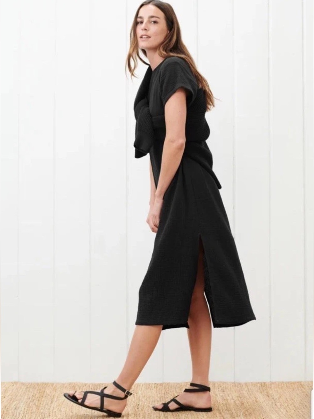 Jenni Kayne Cypress Dress In Black Cotton Oversized Size S